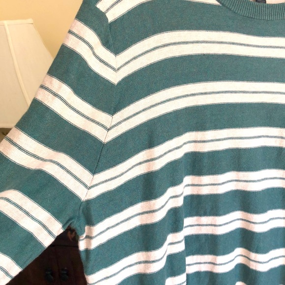 NWT Men's Sweater Cotton and Cashmere Blend- Light green and Ivory stripe I XL - Picture 7 of 13